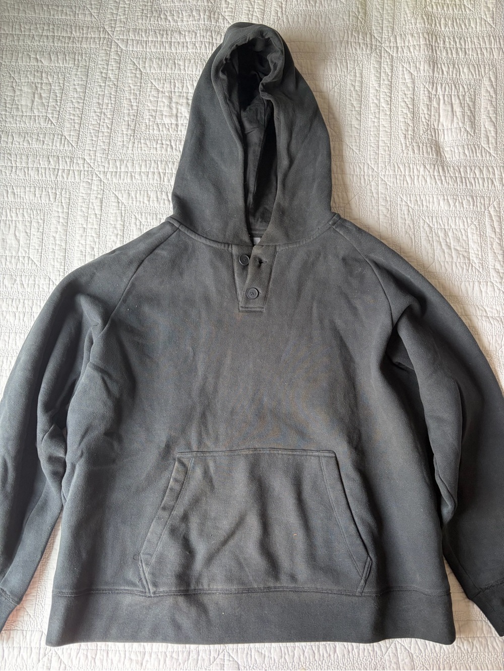 OAK + FORT Black Hooded Pullover Sweatshirt